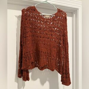 Altar'd State Rust Open-Knit Sweater